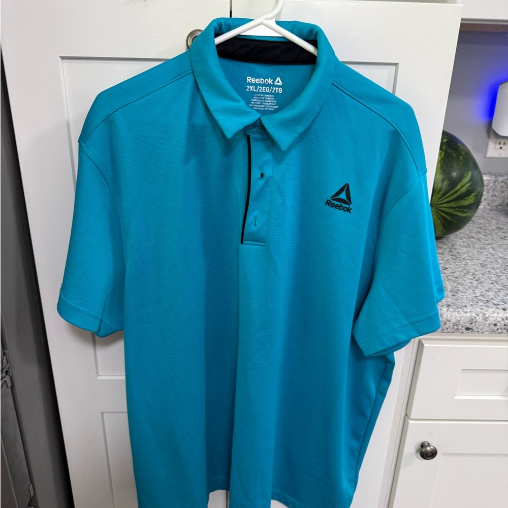 Reebok Men's Bright Teal Short-Sleeve Polo 2XL